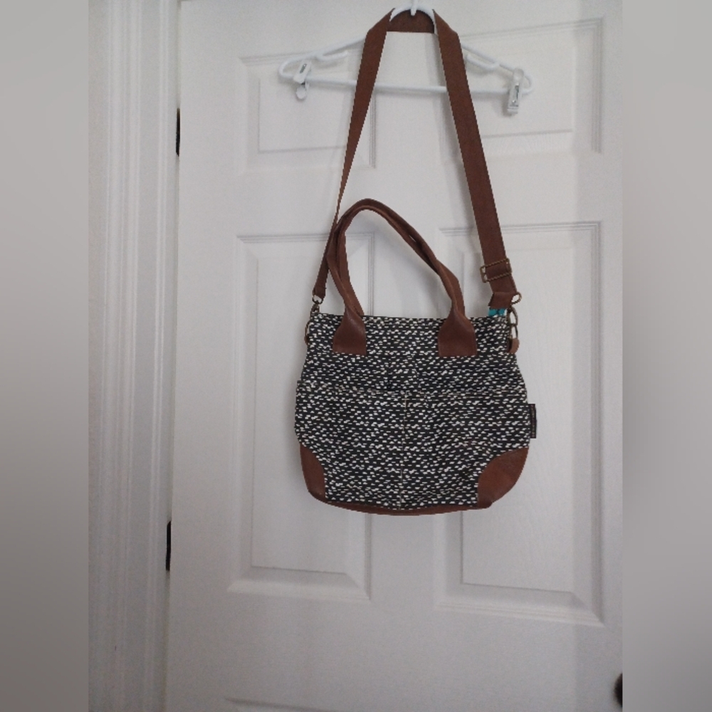 Rebekah Scott Design Crossbody Tote with Brown Accents